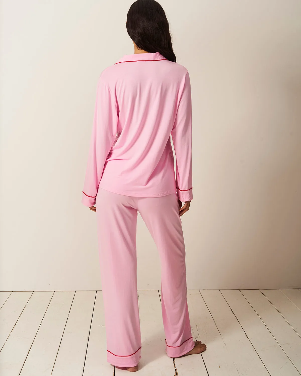 Long Pajama Set - Pink and Red Contrast