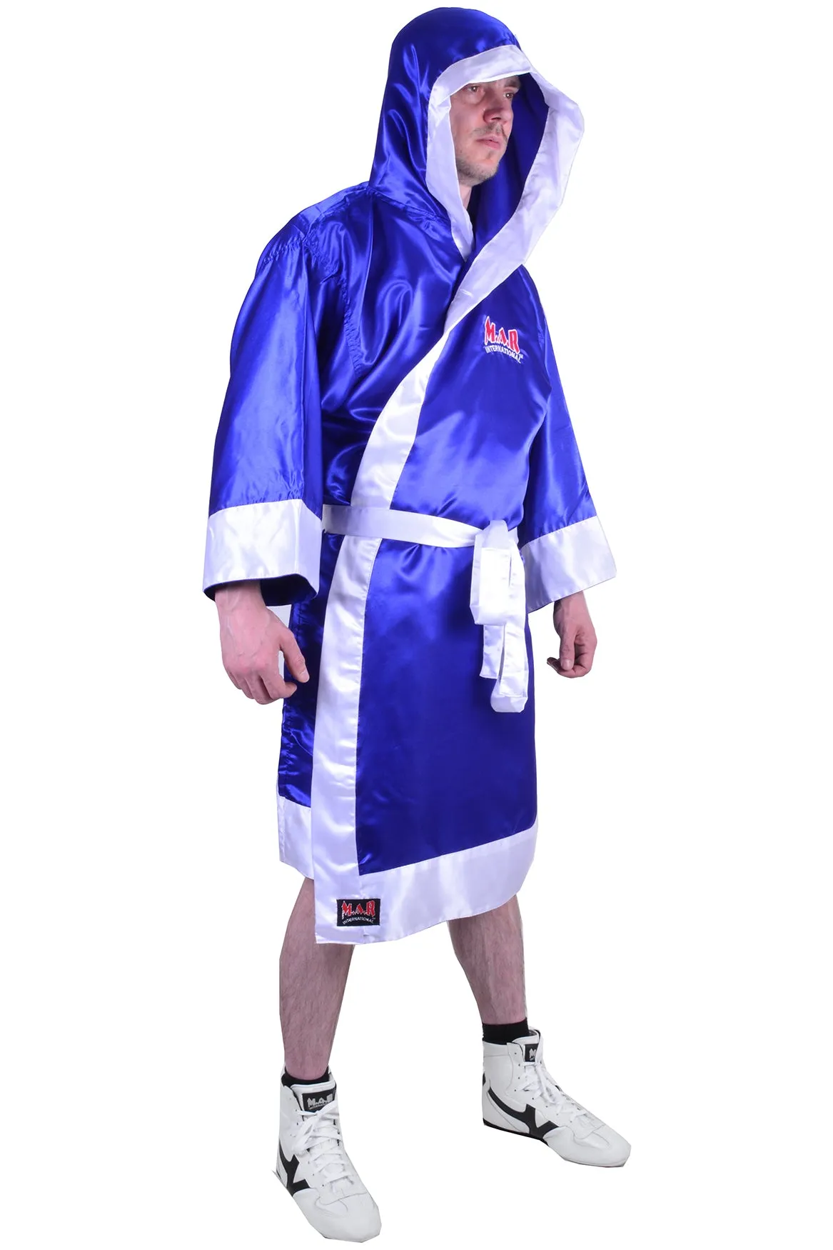 MAR-097B | Blue & White Boxing & Kickboxing Robe