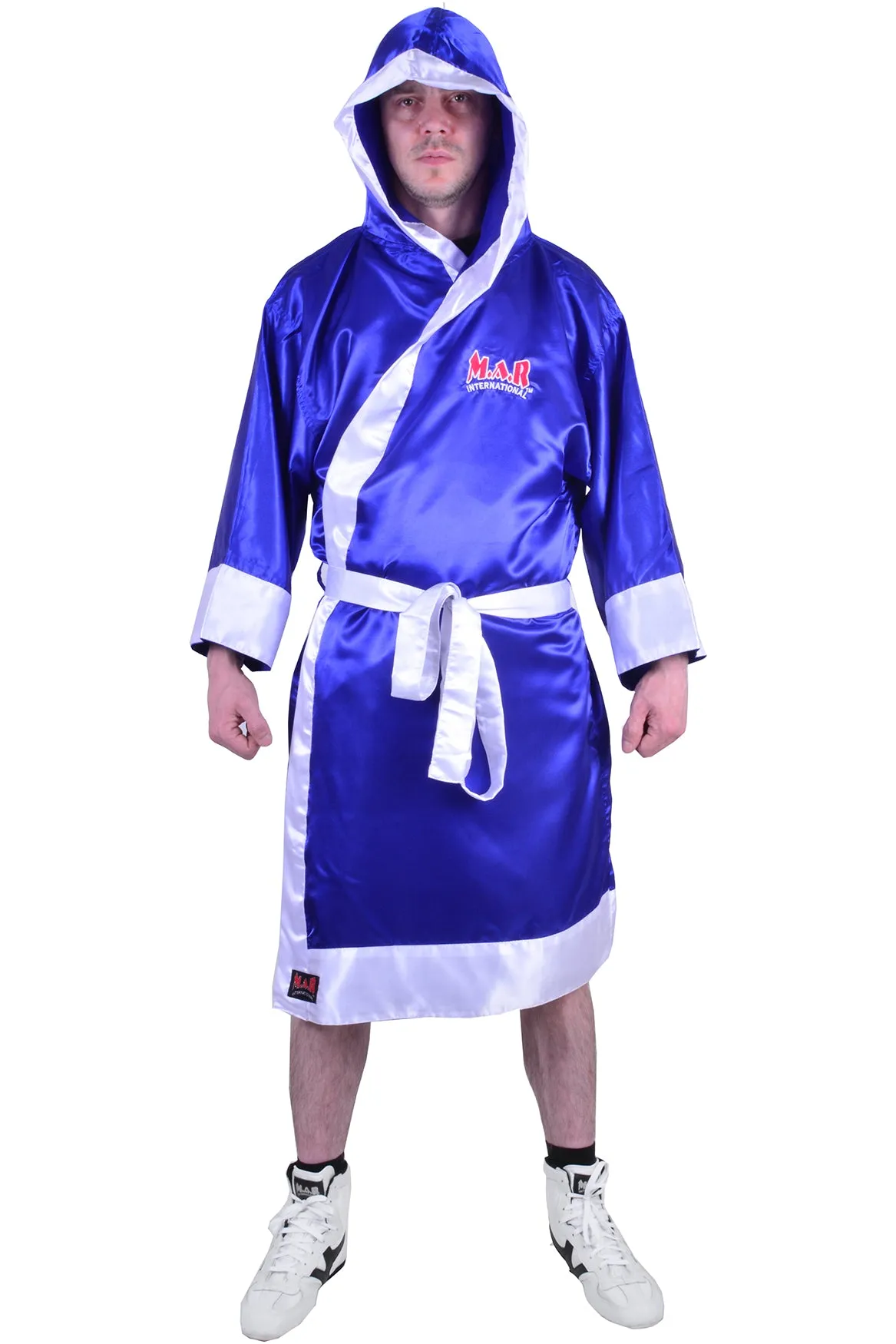 MAR-097B | Blue & White Boxing & Kickboxing Robe