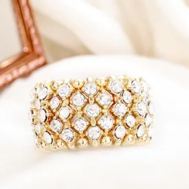 MEGAN - clear gold pave stretch rhinestone ring