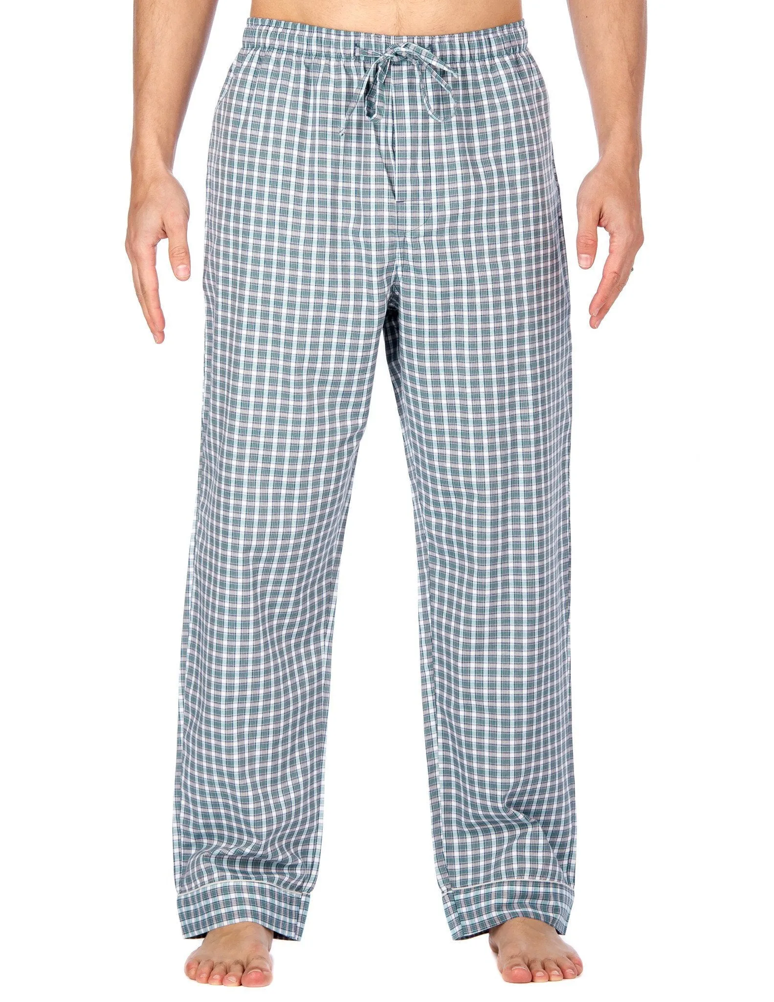 Men's Bamboo Sleep/Lounge Pants - Plaid Black-White-Green