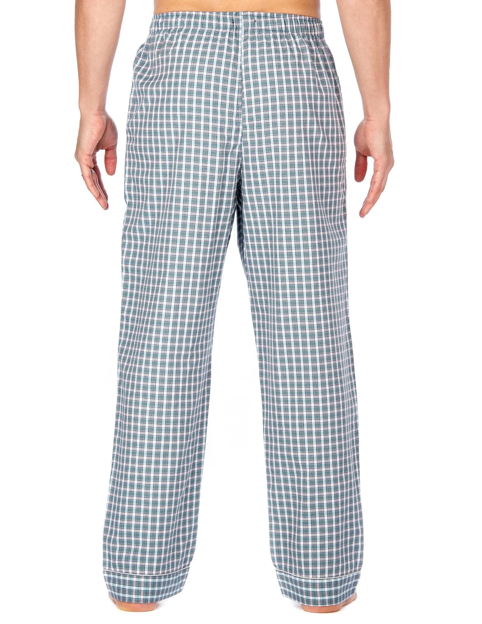 Men's Bamboo Sleep/Lounge Pants - Plaid Black-White-Green