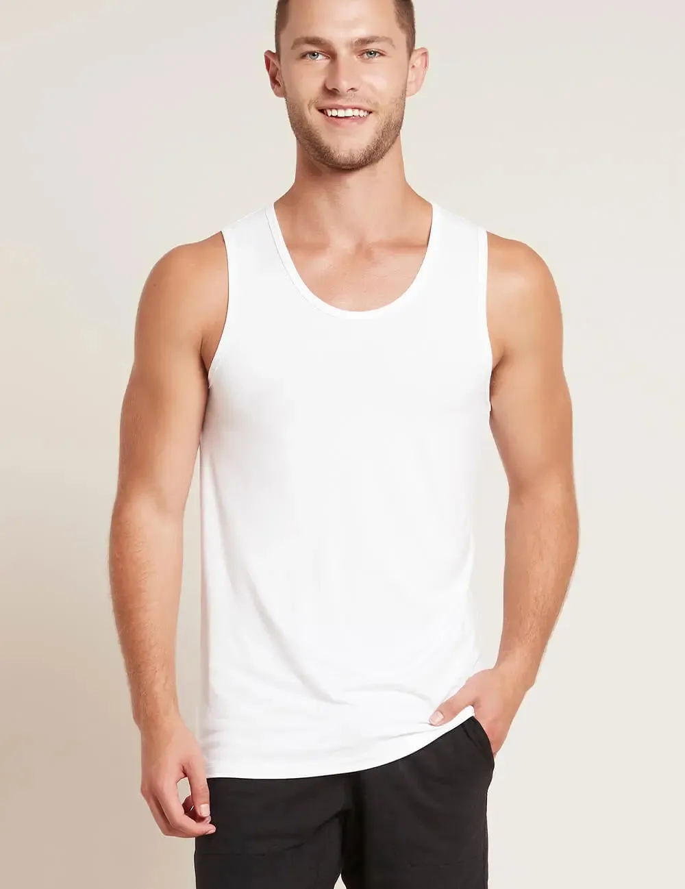 Men's White Bamboo Singlet