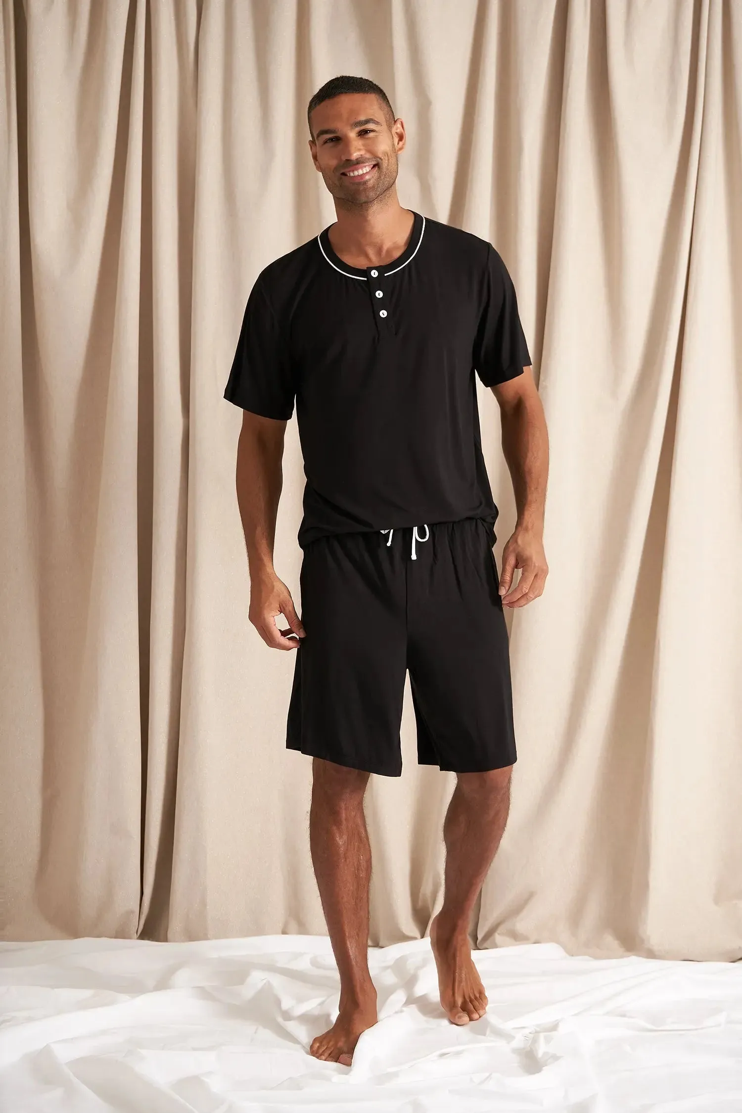 Mister You Bamboo Short Pyjama Set in Black