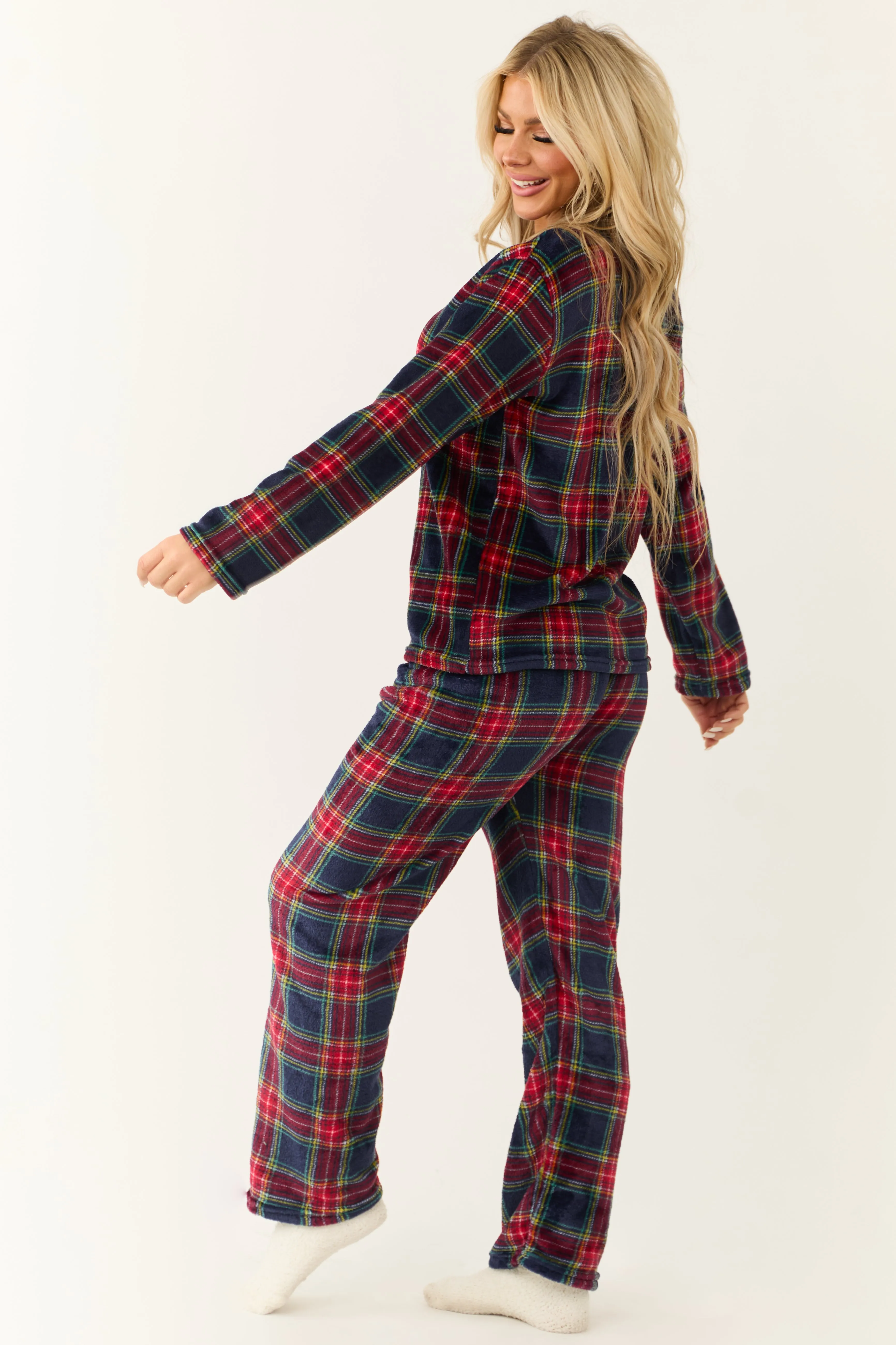 Navy Plaid 2 Piece Soft Pajama Set