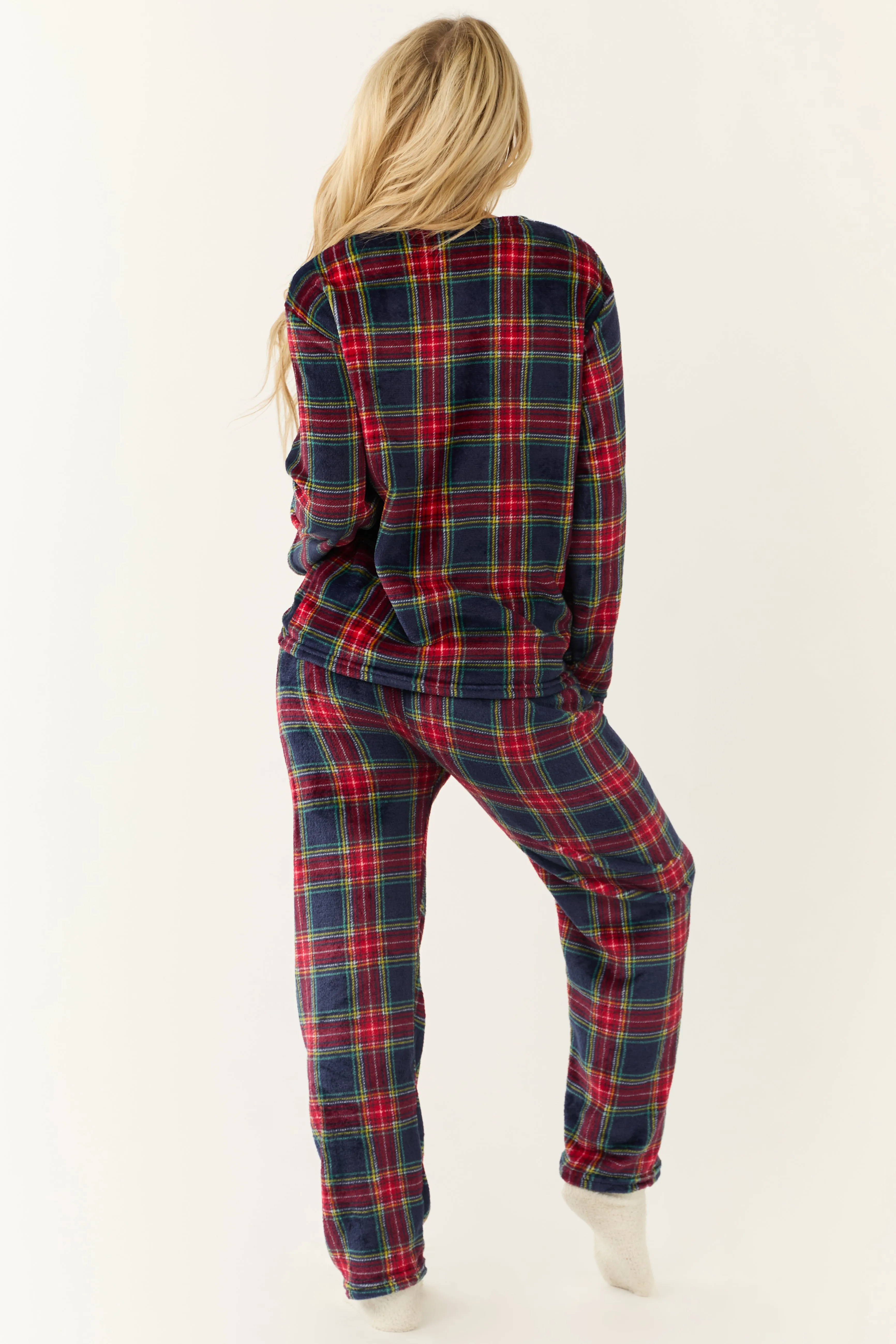 Navy Plaid 2 Piece Soft Pajama Set