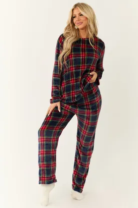 Navy Plaid 2 Piece Soft Pajama Set