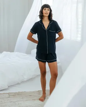 Navy TENCELª Modal Short Button Up Pyjama Set