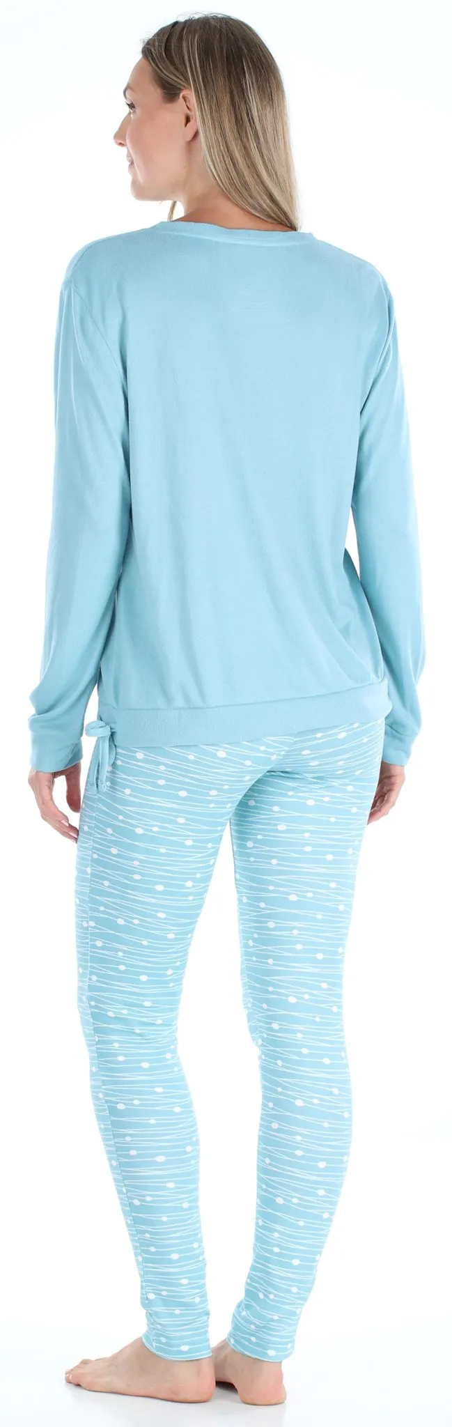 Olivia Rae Women’s Slouchy Long Sleeve Tie Drawstring Top and Legging Pajama Set