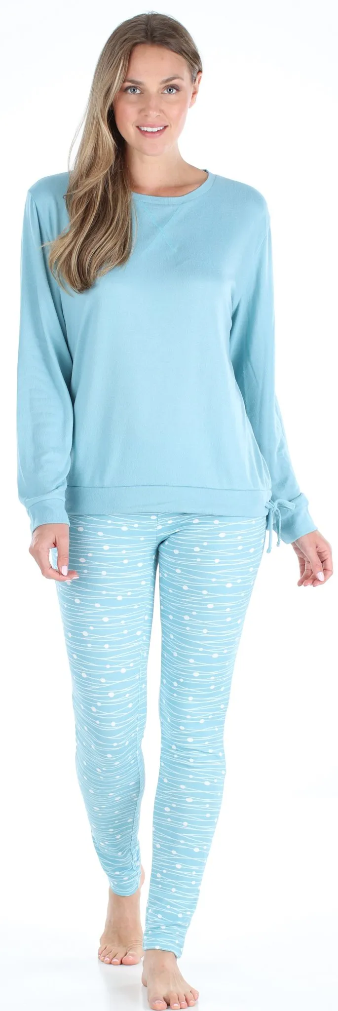 Olivia Rae Women’s Slouchy Long Sleeve Tie Drawstring Top and Legging Pajama Set