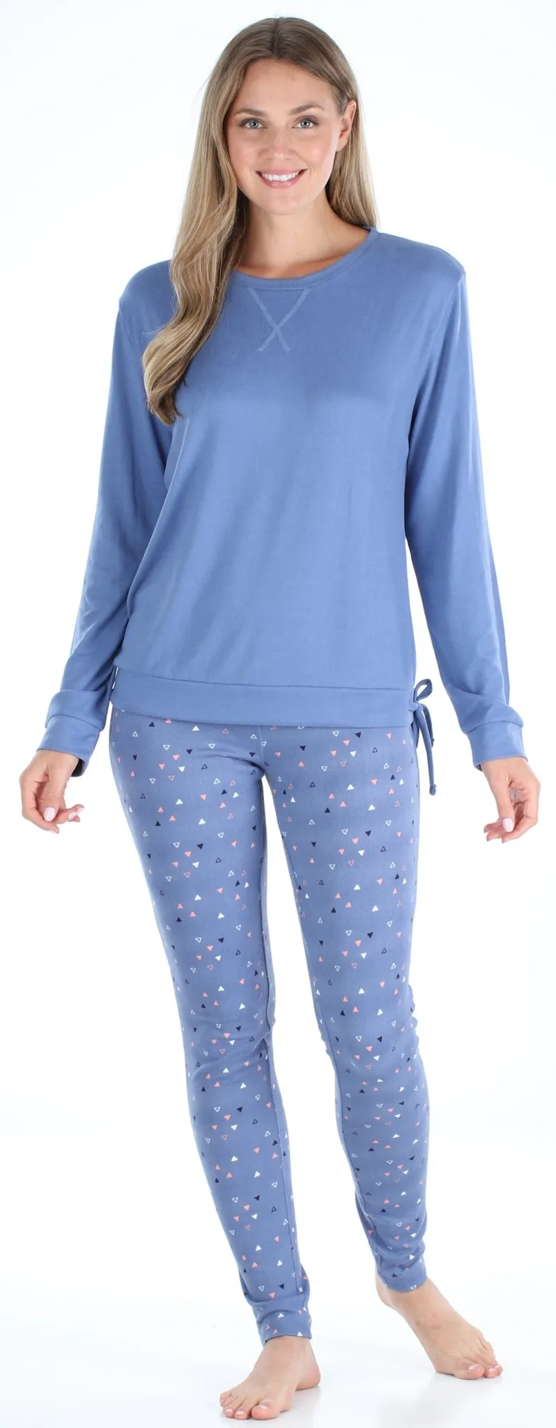 Olivia Rae Women’s Slouchy Long Sleeve Tie Drawstring Top and Legging Pajama Set