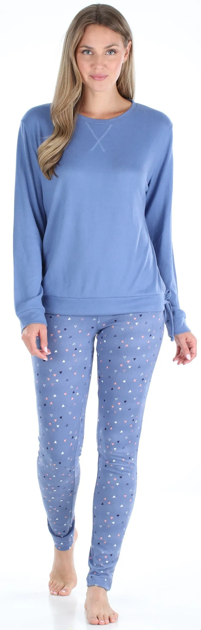 Olivia Rae Women’s Slouchy Long Sleeve Tie Drawstring Top and Legging Pajama Set