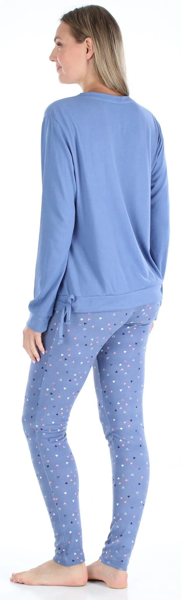 Olivia Rae Women’s Slouchy Long Sleeve Tie Drawstring Top and Legging Pajama Set