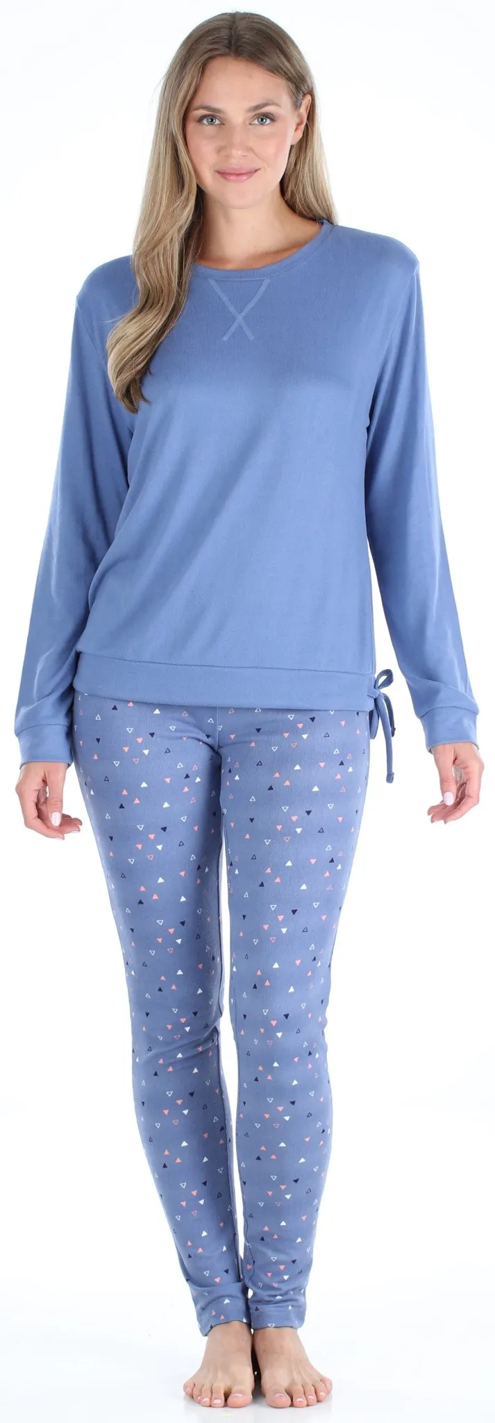 Olivia Rae Women’s Slouchy Long Sleeve Tie Drawstring Top and Legging Pajama Set