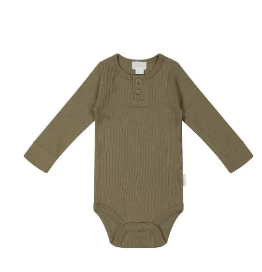 Organic Cotton Modal Long Sleeve Bodysuit - Oak