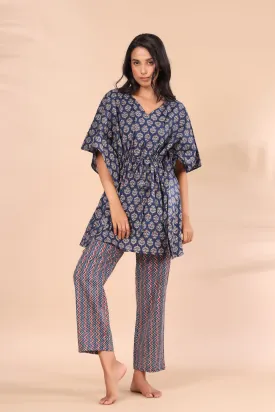 Paisley on Blue Kaftan Pajama Set