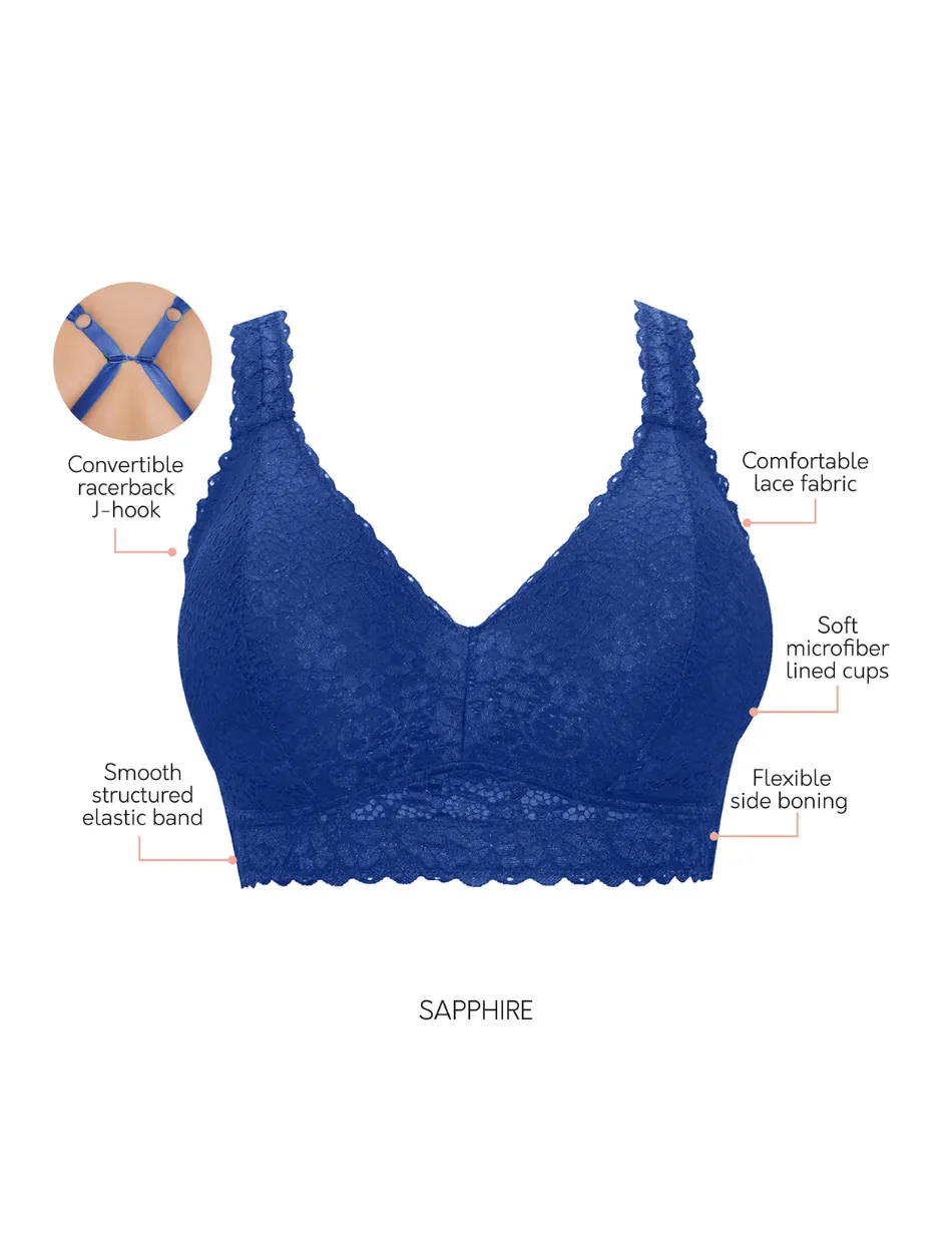 Parfait Adriana Bra Wirefree Bralette, Sapphire | Sapphire Parfait Non-Wired Bralette | Sapphire Lace Bralette