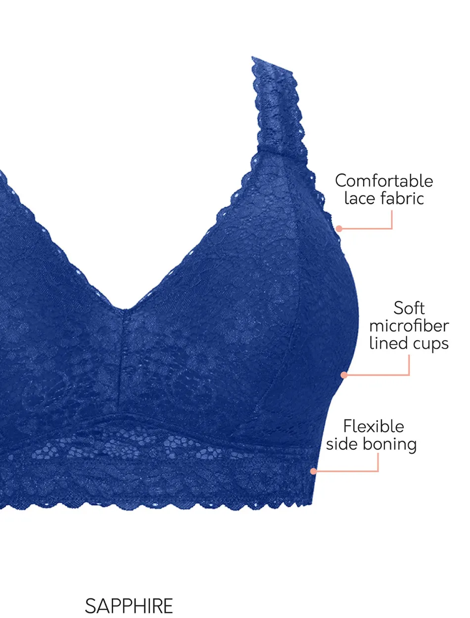 Parfait Adriana Bra Wirefree Bralette, Sapphire | Sapphire Parfait Non-Wired Bralette | Sapphire Lace Bralette