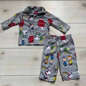 Peanuts Gray Cotton Long Sleeve Pajama Set