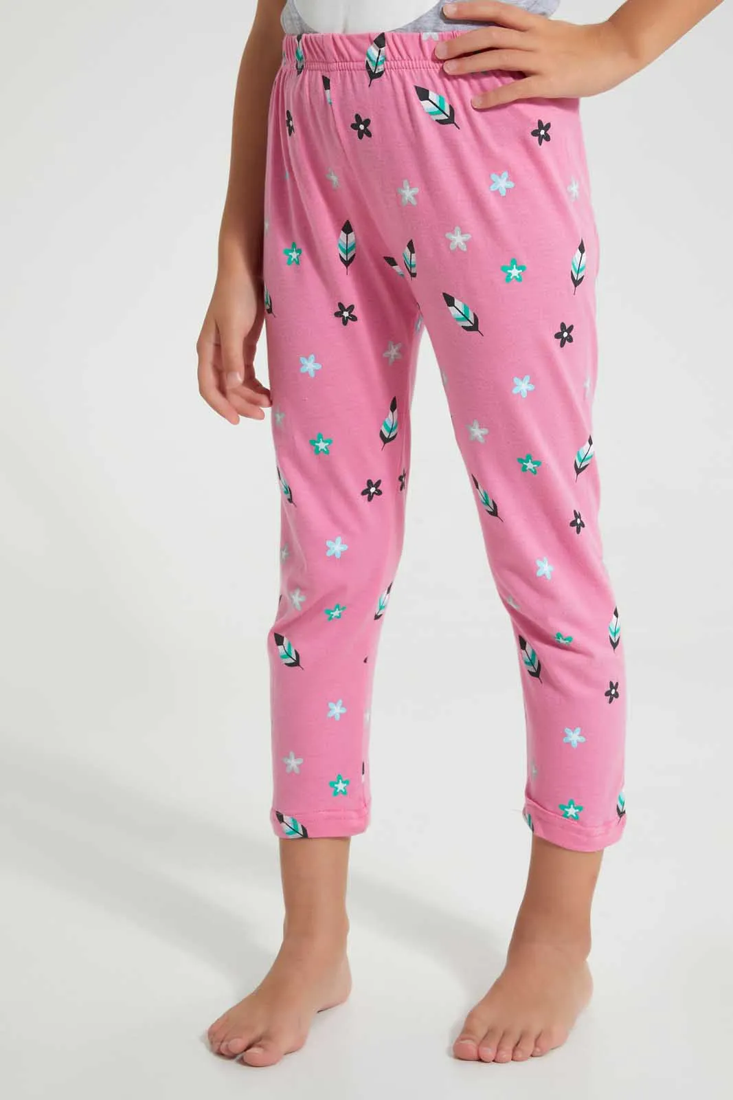 Pink And Grey Rabbit Pyjama Set (2 Piece)