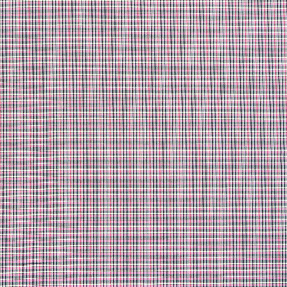 Pink, Black & Green Checkered Superfine Shirting