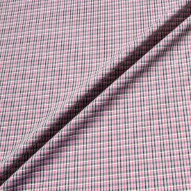 Pink, Black & Green Checkered Superfine Shirting