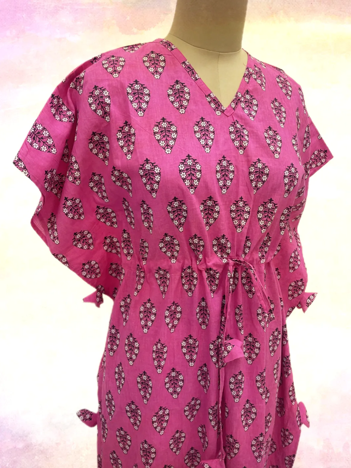 Pink Floral Print Kaftan