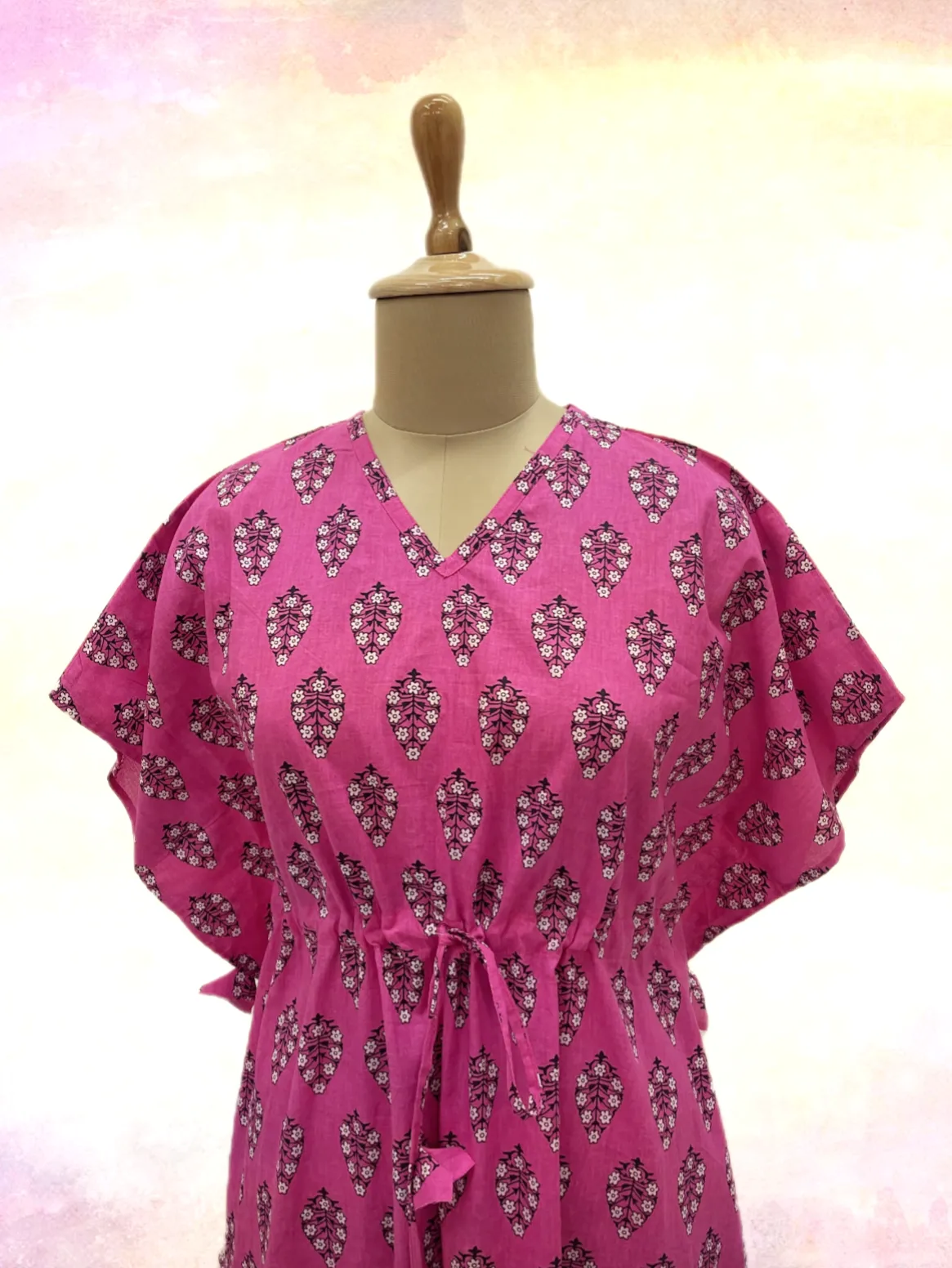 Pink Floral Print Kaftan