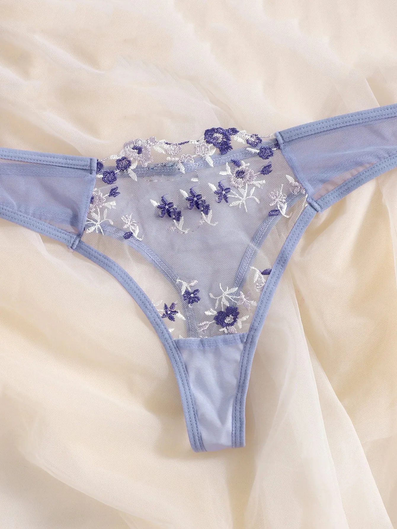 Purple Floral Lingerie Set