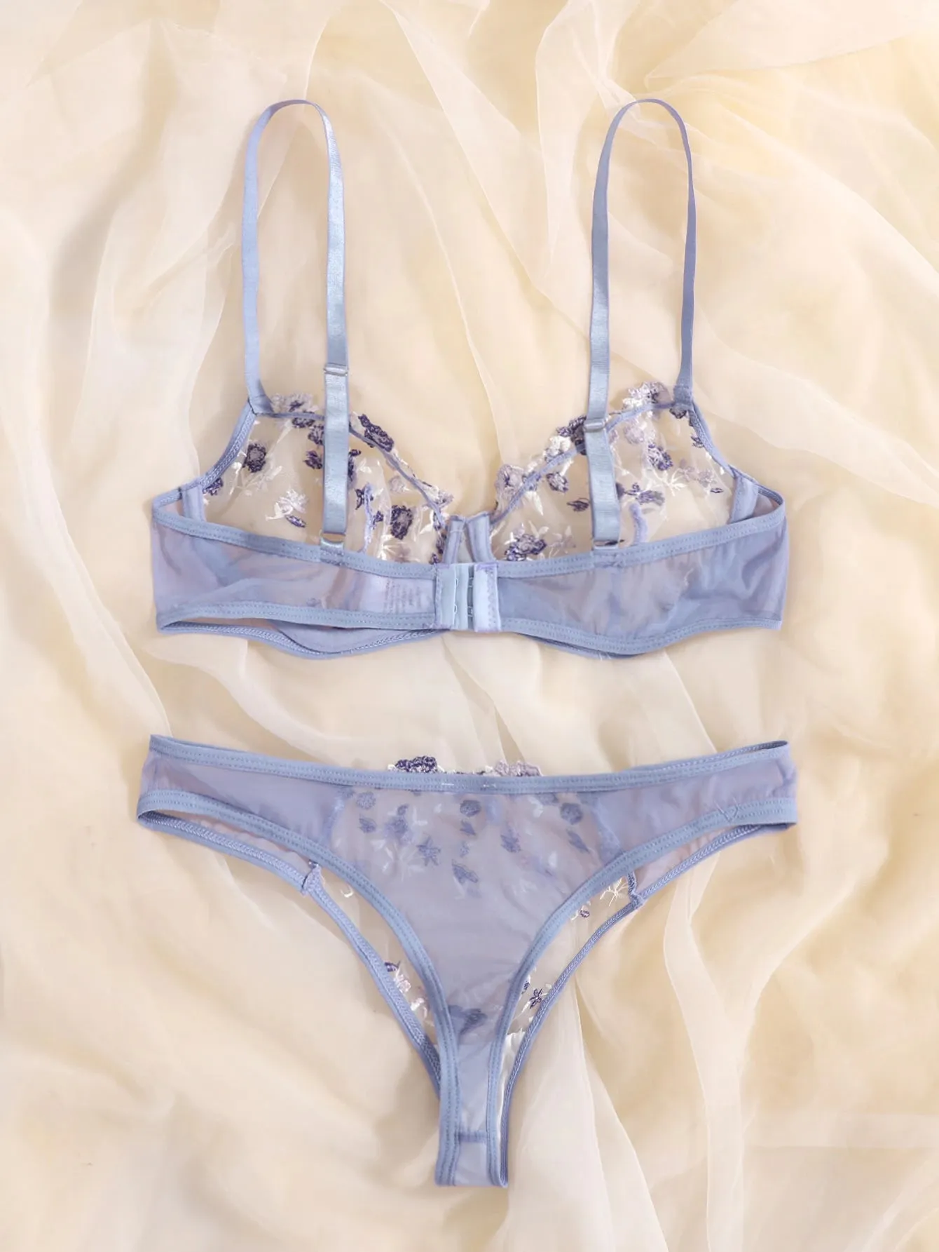 Purple Floral Lingerie Set