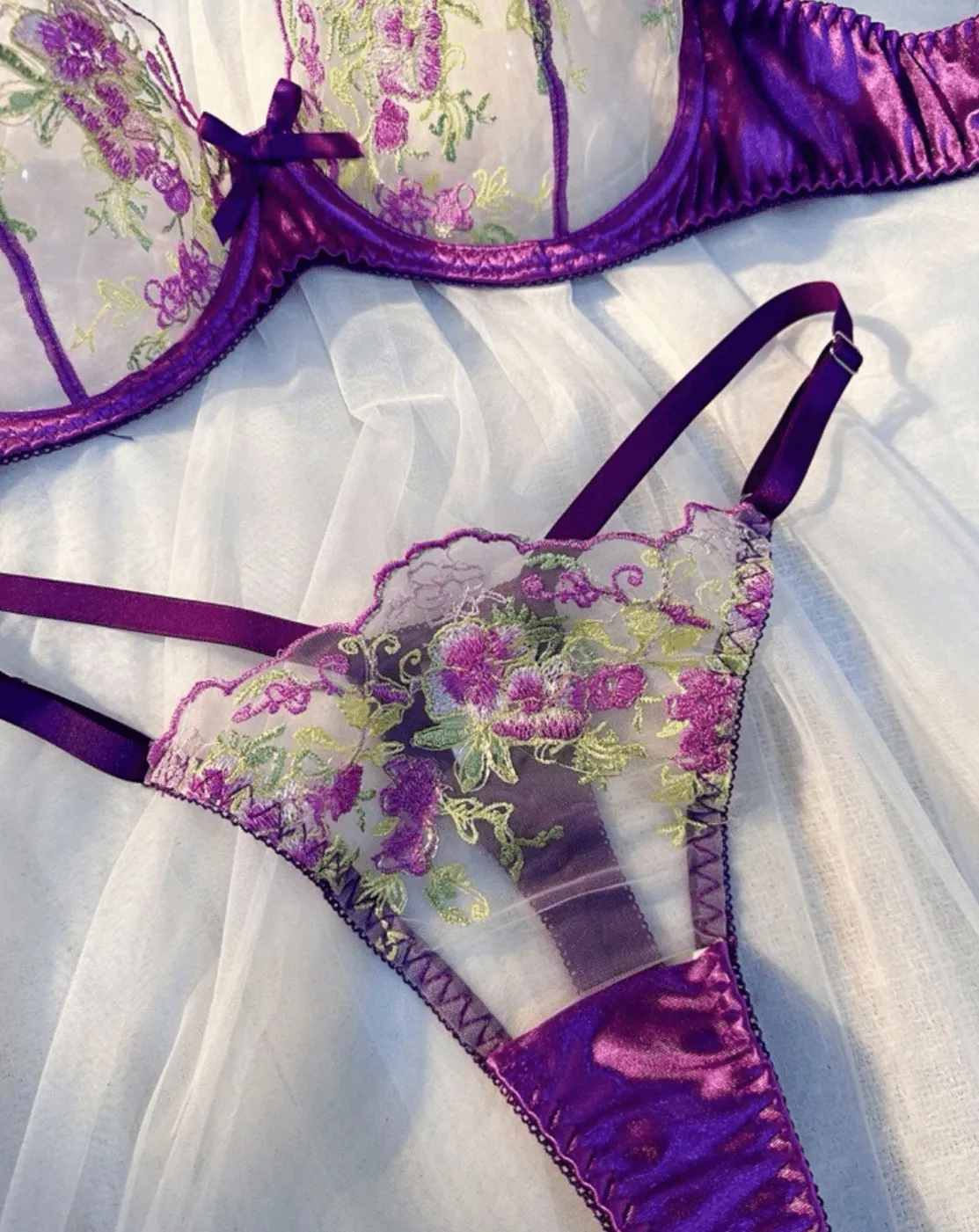 Purple Silk Lingerie Set