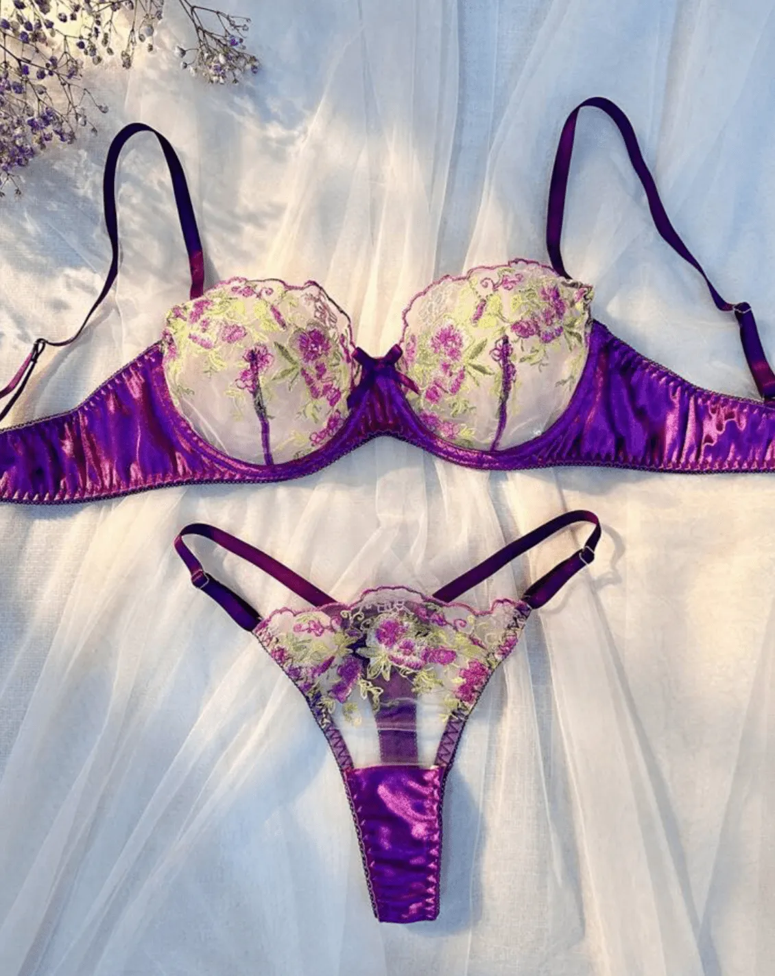 Purple Silk Lingerie Set