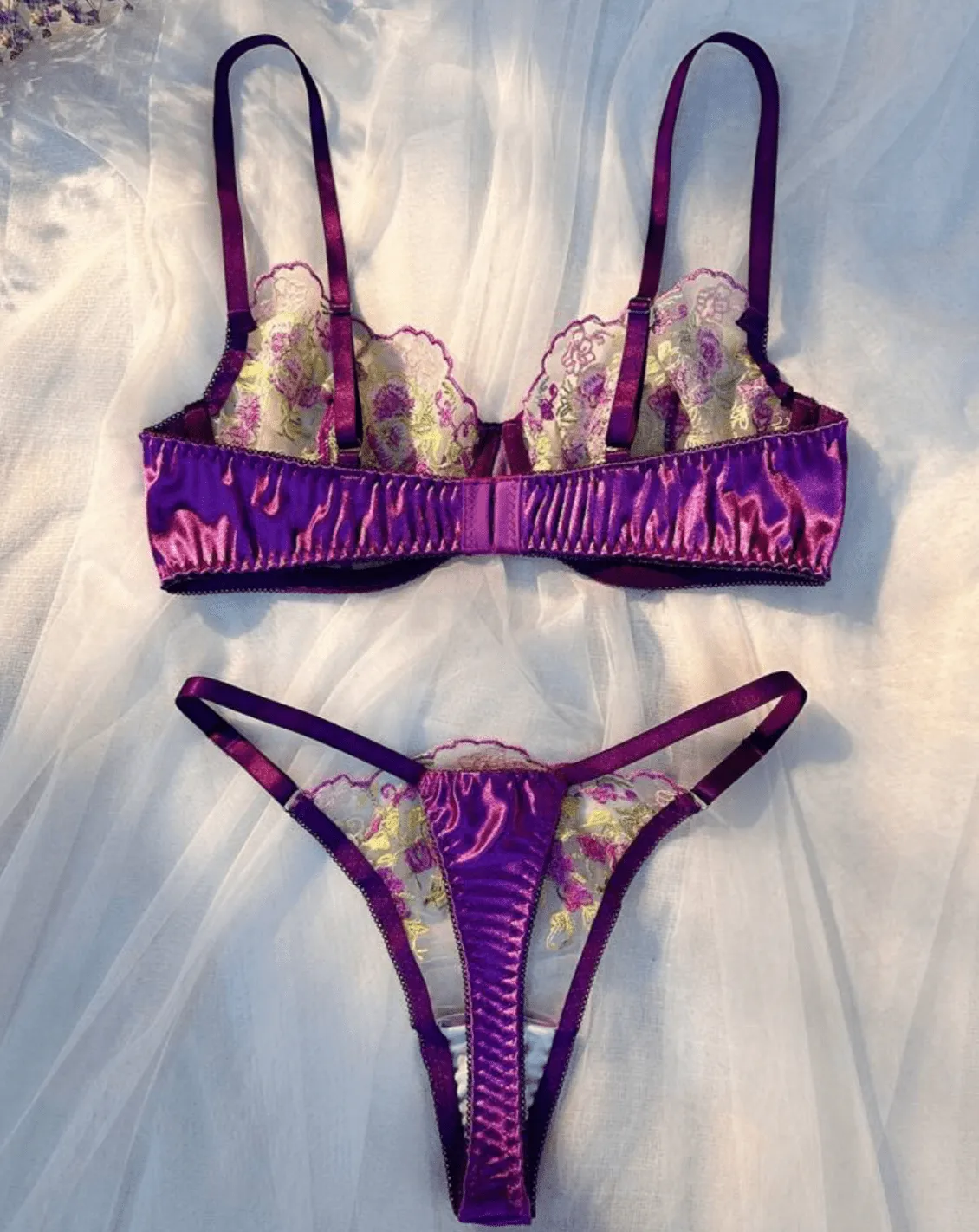 Purple Silk Lingerie Set