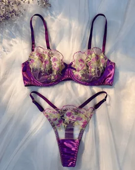 Purple Silk Lingerie Set