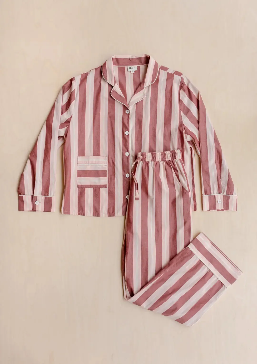 Red Stripe Cotton Pyjama Trouser Set