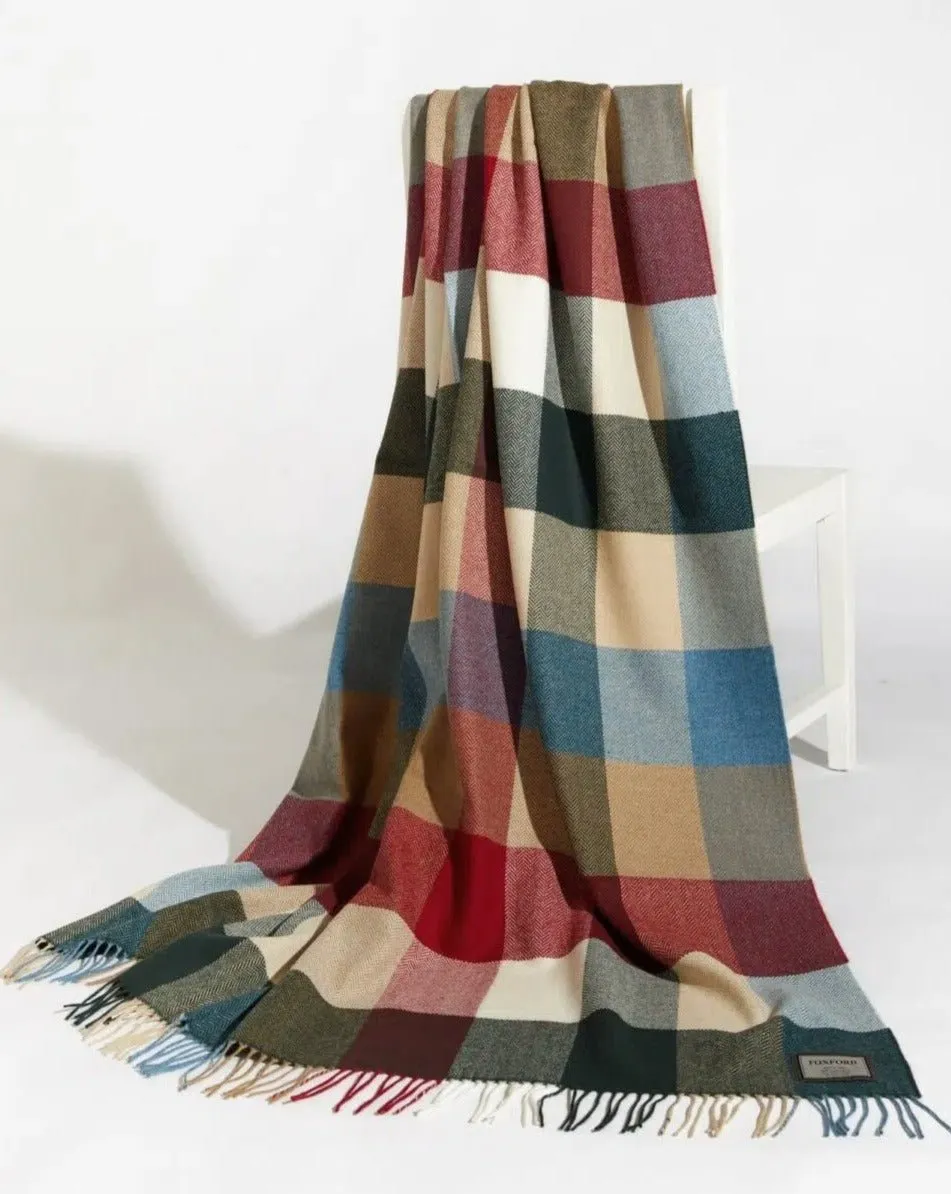 REVERSIBLE SOFT COLOR PLAID LAMBSWOOL THROW