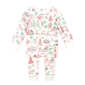 Santa print Kids Long John Pajama Set -  Santa Claus