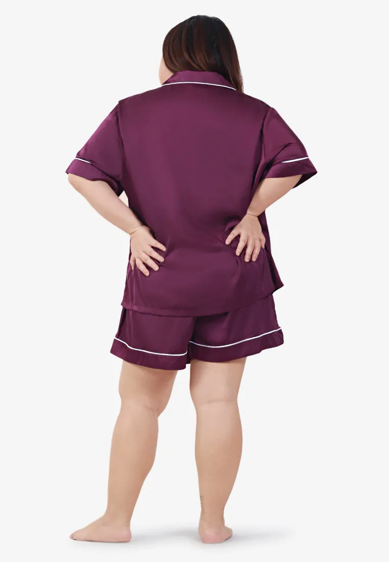 Sateene Satin Lux Sleepwear Short Set - Purple