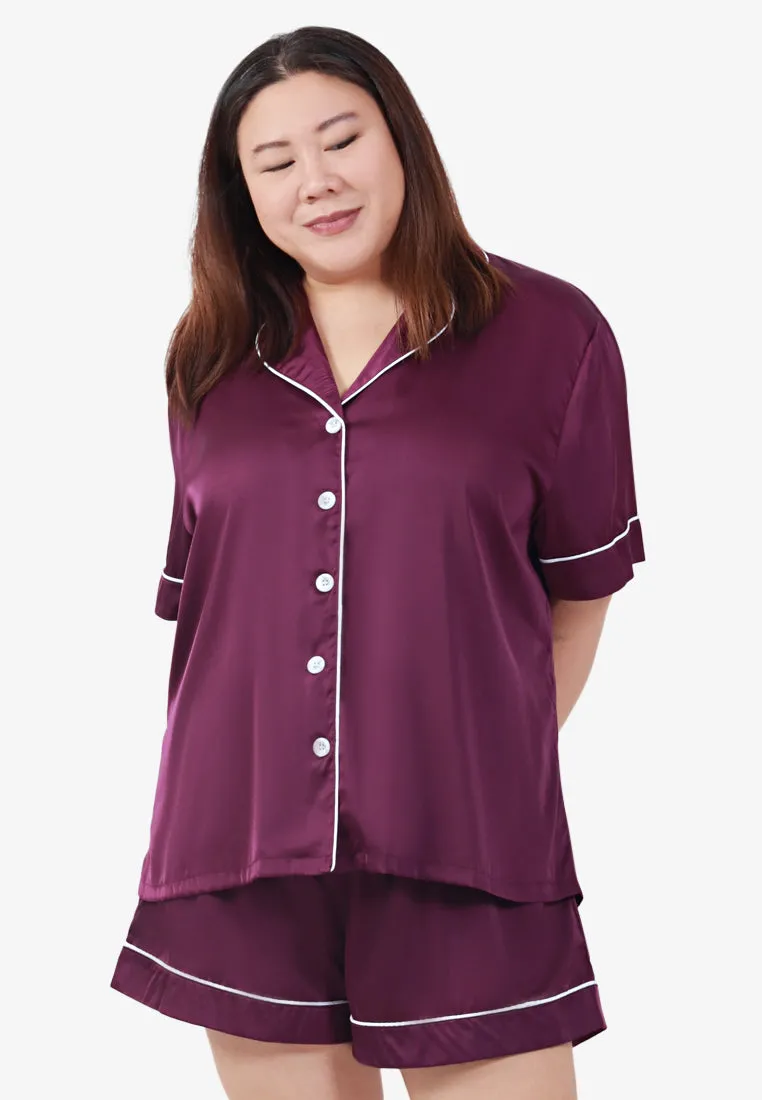 Sateene Satin Lux Sleepwear Short Set - Purple