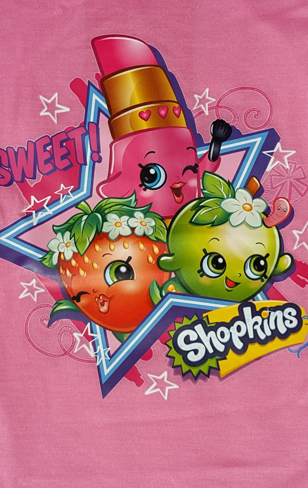 Shopkins Girls Polly Popcorn Apple Blossom Nightwear Sleepwear Sizes 2 to 8 Years