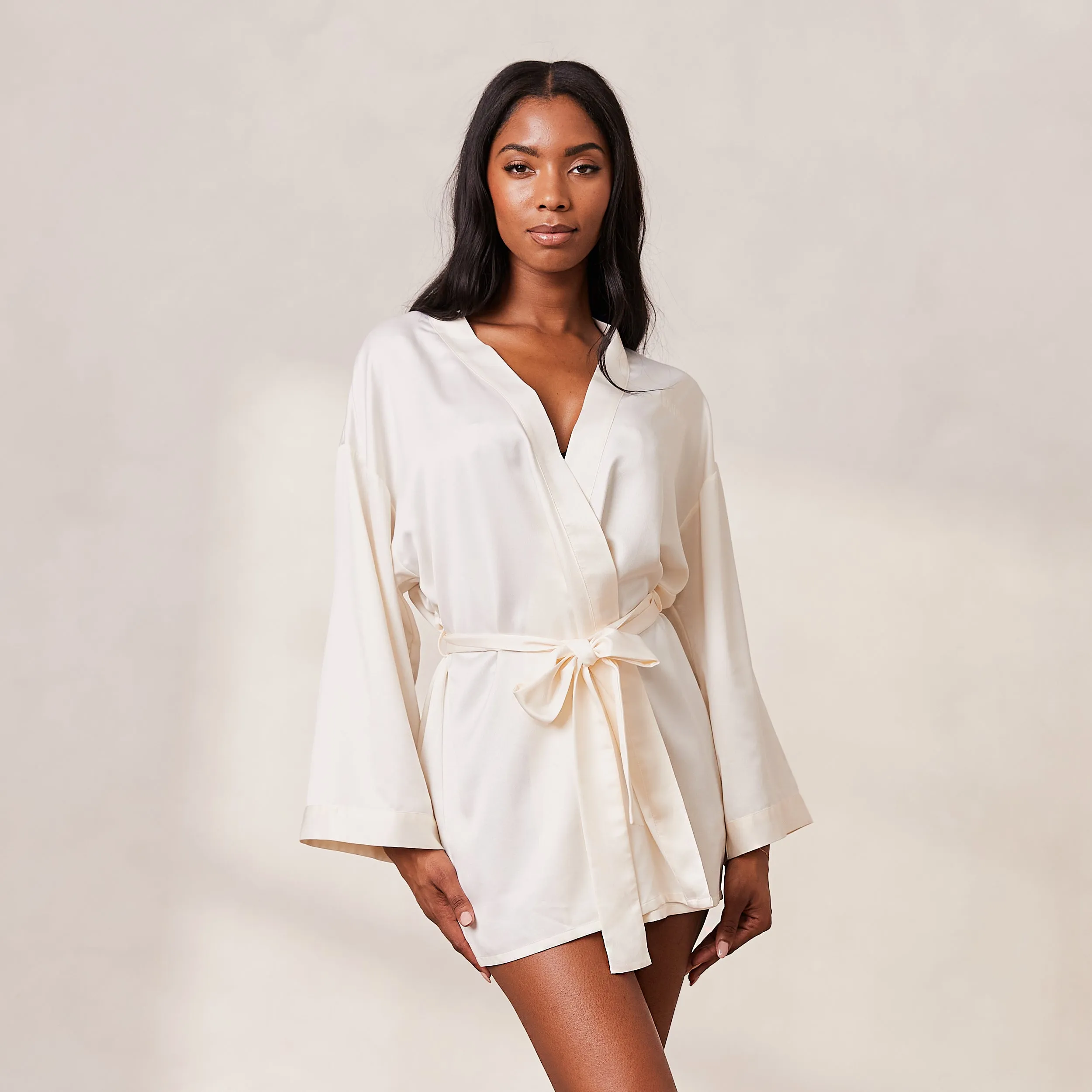 Signature Satin Robe - Pearl