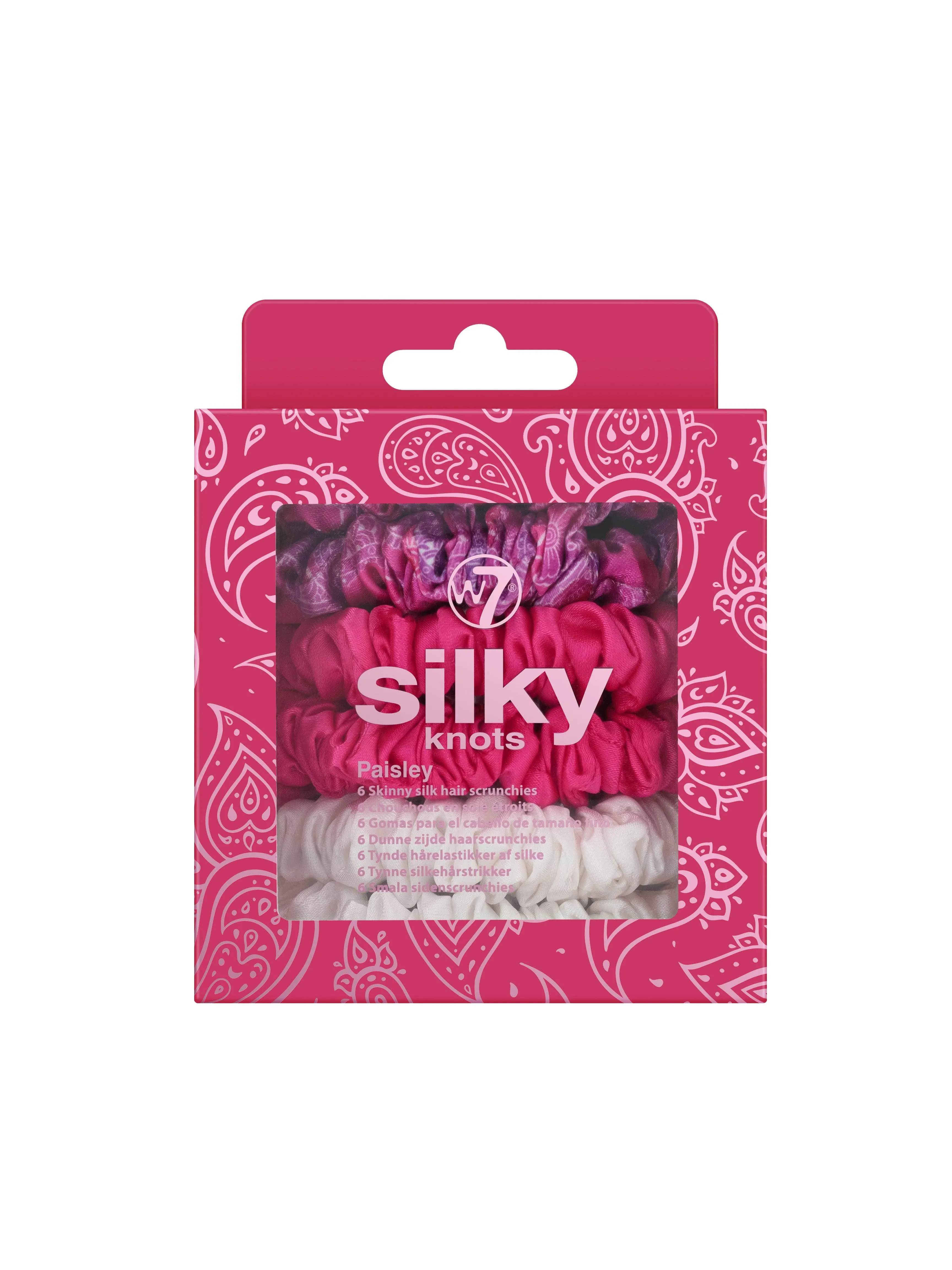 Silky Knots Hair Scrunchies 6 Pack - Paisley Print