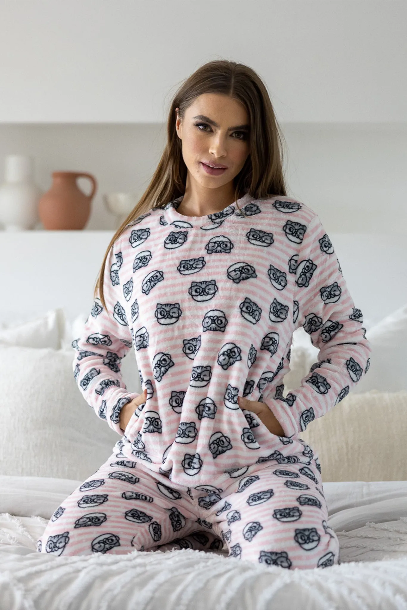 Stripe Kitten PJ Set