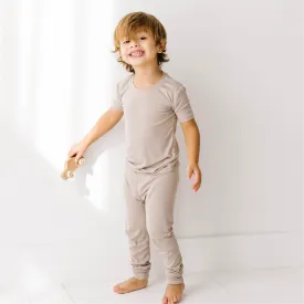 Taupe Mini Ribbed Two Piece Jammie Set (18-24 mth- 5T)