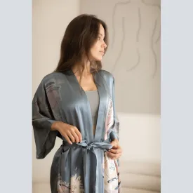 Washable Silk Jia Short Kimono Robe