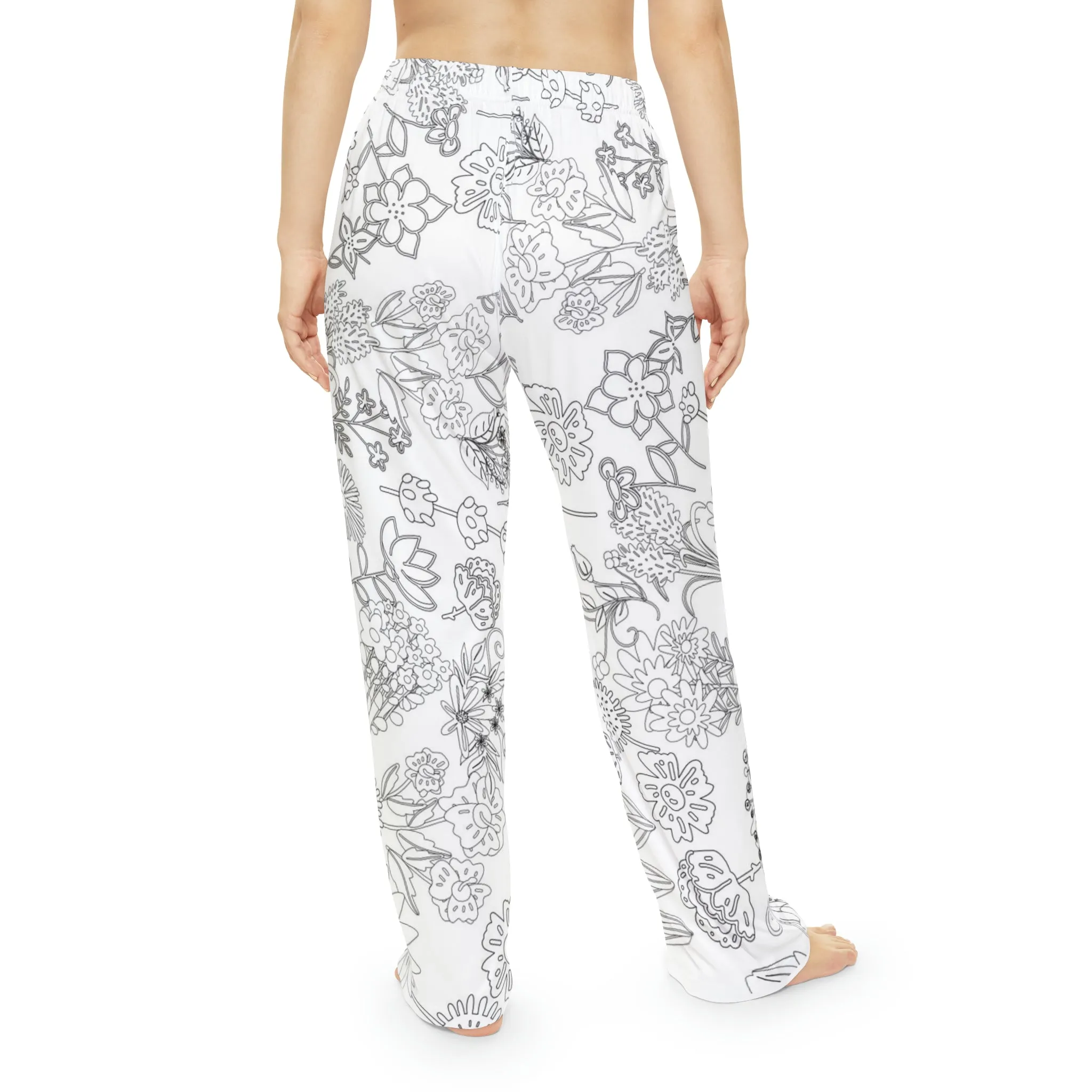 Wild Flowers Coloring Pajama Pants for Women