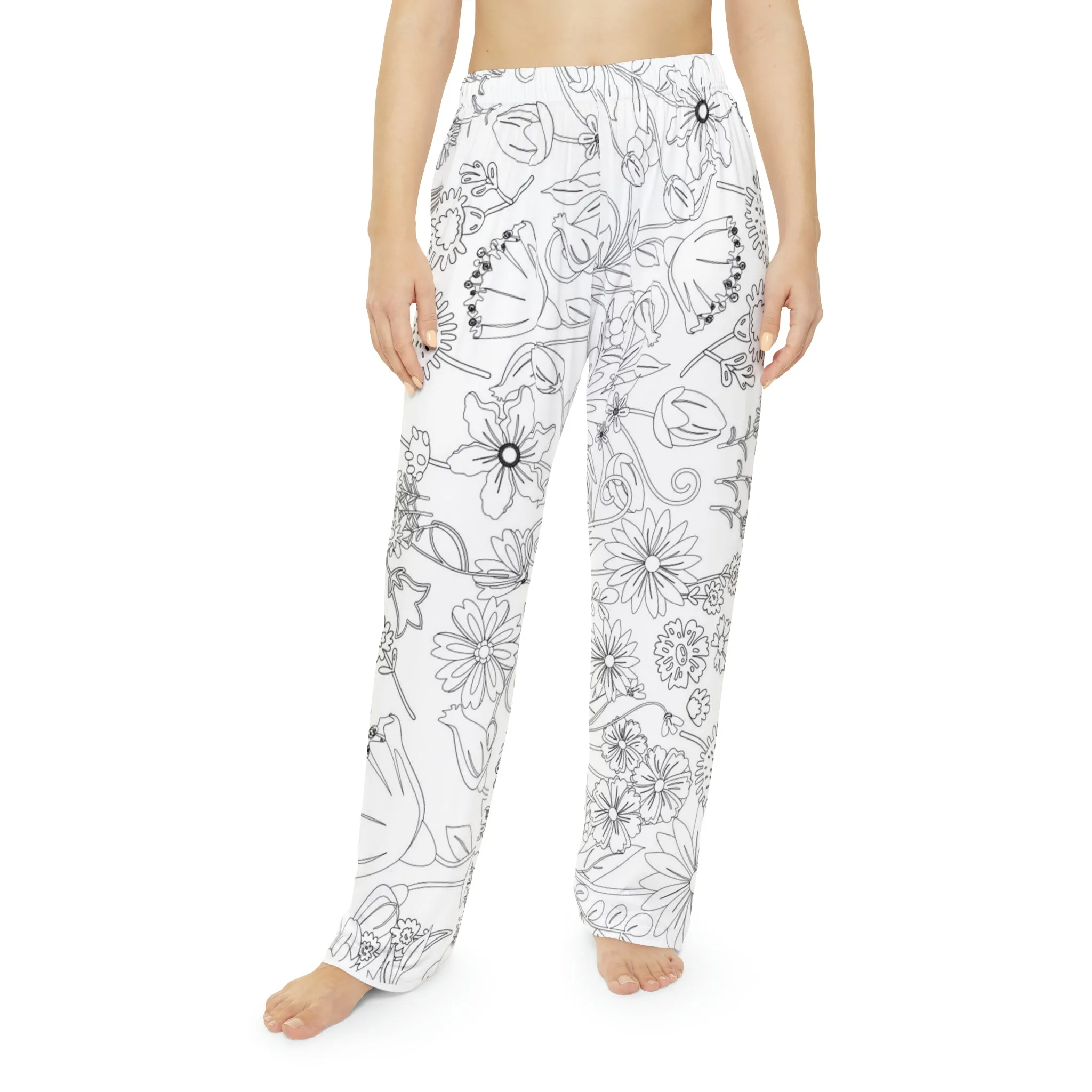 Wild Flowers Coloring Pajama Pants for Women