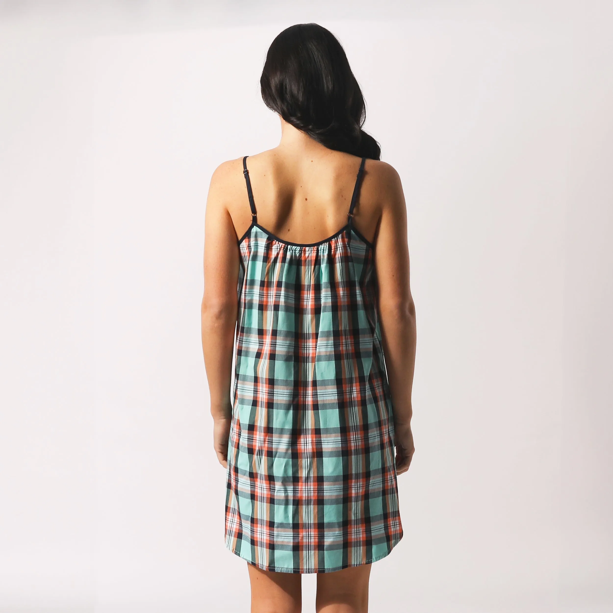 Women's Beachy Check Woven Chemise - Sky Blue