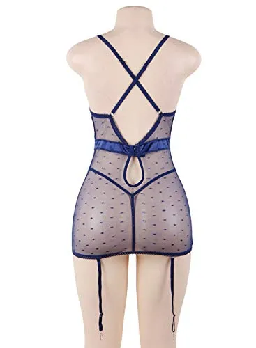 Women's Bodysuit Basques Lingerie Set With Suspenders.