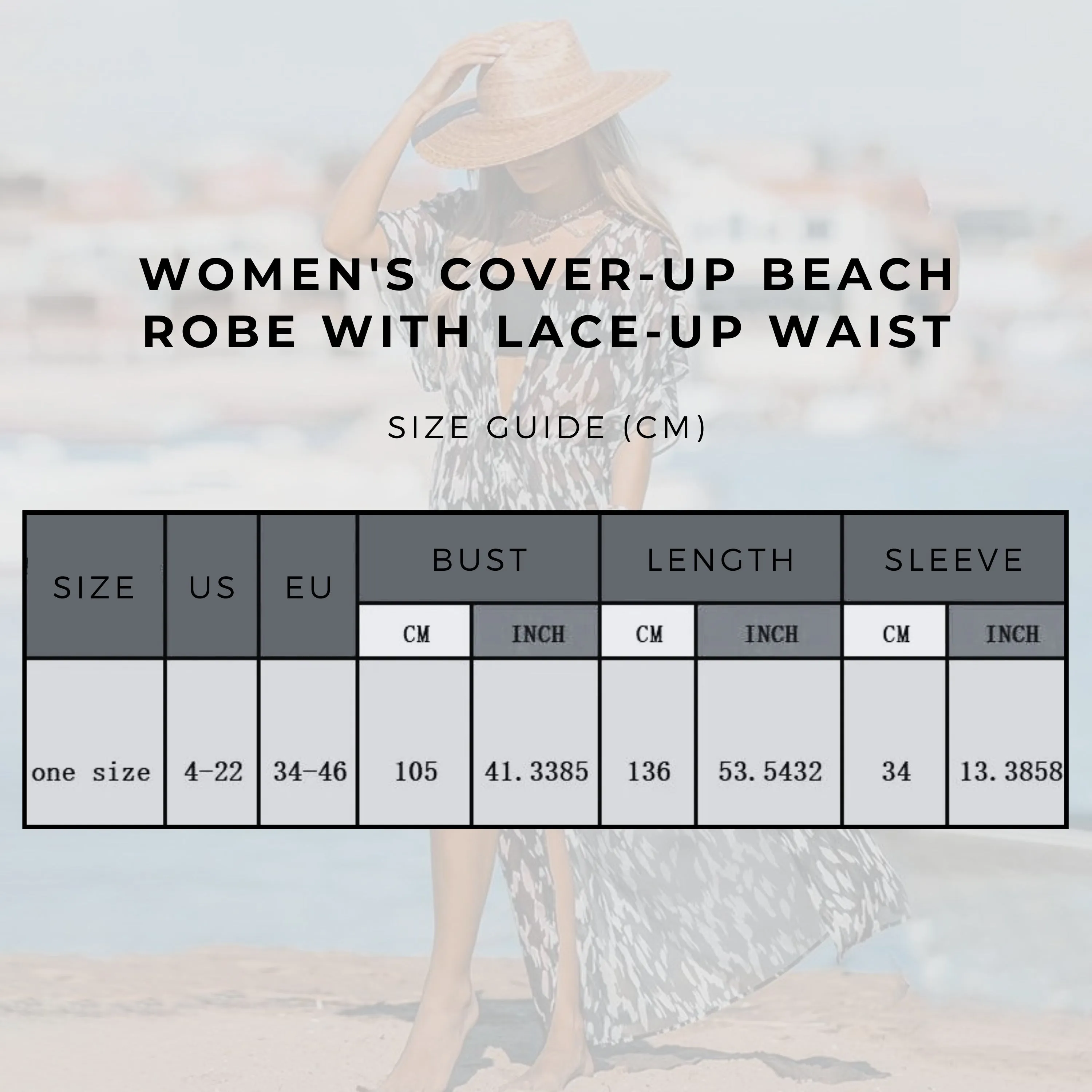 Women's Cover-up Beach Robe with Lace-up Waist